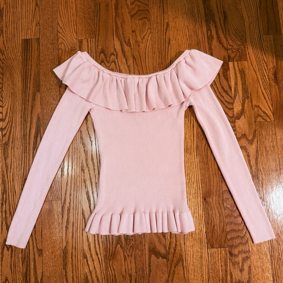 Bebe Blush Ruffle Off Shoulder Top - Picture 5 of 10